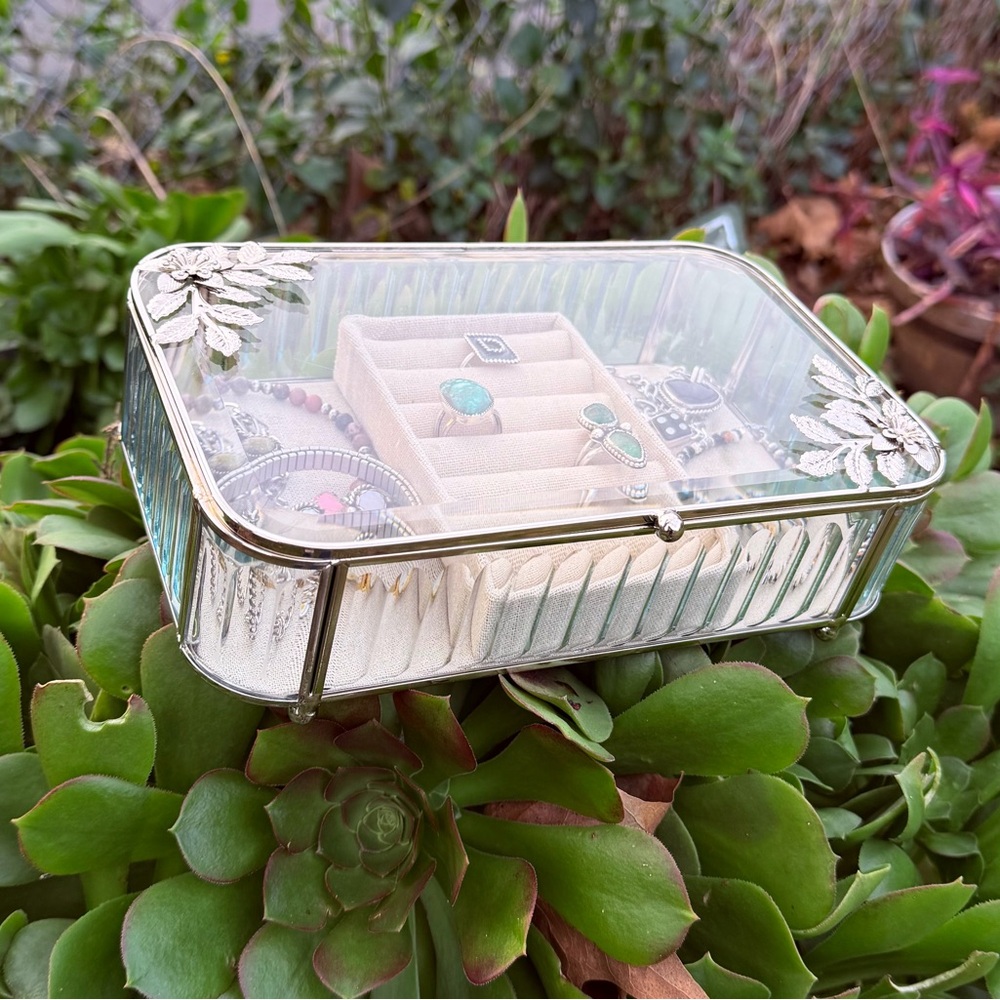Glass and silver Jewelry Organizer Box